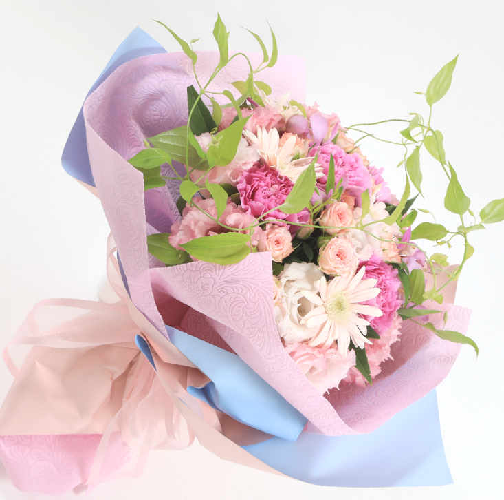 【冷蔵】ピンク系のブーケ型花束　リッチ
